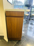 PLYWOOD 400mm EMMA FLUTED RIVIERA OAK FREESTANDING VANITY WITH CERAMIC TOP