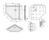 Shower Tray Diamond Corner Waste 1000mm