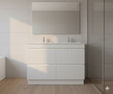 PLYWOOD 1200 DOUBLEMATTE WHITE FLUTED VANITY WITH WHITE GLOSS CERAMIC TOP