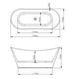 MADESSO BLACK FREE-STANDING BATHTUB 1700W