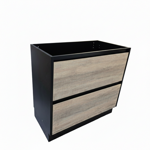 PLYWOOD POLO 900 BLACK AND LIGHT OAK FLOOR STANDING VANITY - BASE ONLY