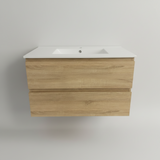 PLYWOOD NELSON 750 LIGHT OAK WALL HUNG VANITY WITH CERAMIC TOP