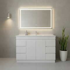 PLYWOOD MADRID 1200 WHITE FLOOR STANDING VANITY WITH CERAMIC TOP