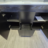 PLYWOOD 1200 DARK OAK FLOOR STANDING VANITY 2 DRAWERS 2 DOORS (DOUBLE BASIN) WITH CERAMIC TOP