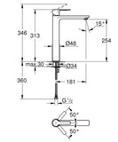 LINEARE NEW EXTENDED HEIGHT BASIN MIXER CHROME