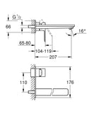 LINEARE NEW WALL MOUNTED BASIN MIXER 207MM CHROME
