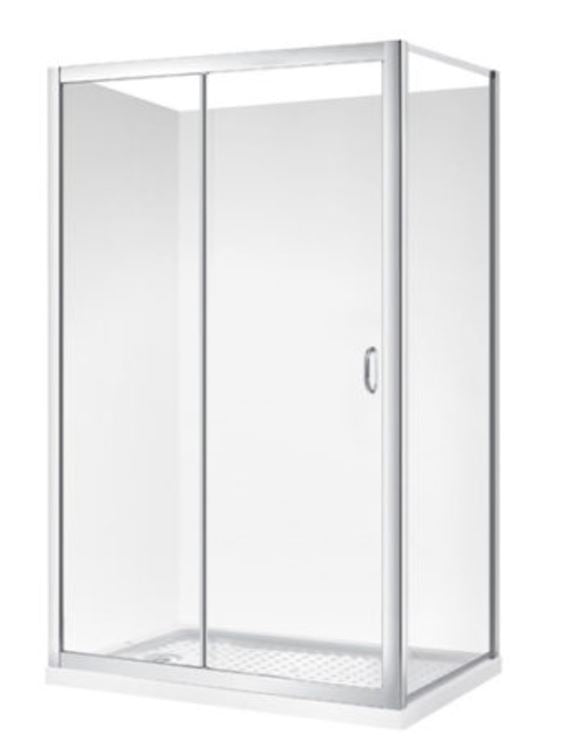 CUBO 1200 x 800 CHROME SHOWER SLIDING, CENTRE WASTE
