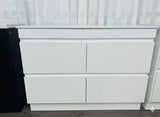 PLYWOOD 1200 MATTE WHITE FLUTED FLOOR STANDING VANITY (SINGLE BASIN) WITH CERAMIC TOP