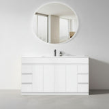 PLYWOOD MADRID 1500 WHITE FLOOR STANDING VANITY (SINGLE BASIN) WITH CERAMIC TOP