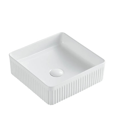 SQUARE FLUTED 370MM GLOSS WHITE BASIN