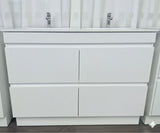 PLYWOOD 1200 DOUBLEMATTE WHITE FLUTED VANITY WITH WHITE GLOSS CERAMIC TOP