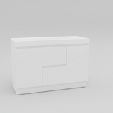 PLYWOOD 1200 WHITE FLOOR STANDING VANITY 2 DRAWERS 2 DOORS (DOUBLE BASIN) WITH CERAMIC TOP