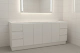 PLYWOOD 1500X460X850MM PLYWOOD FLOOR STANDING VANITY - GLOSS WHITE WITH DOUBLE CERAMIC TOP