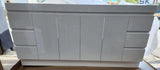 PLYWOOD 1500X460X850MM PLYWOOD FLOOR STANDING VANITY - GLOSS WHITE WITH DOUBLE CERAMIC TOP