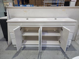 PLYWOOD MADRID 1800 WHITE FLOOR STANDING VANITY (DOUBLE BASIN) WITH POLYMARBLE TOP