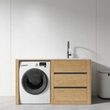 1300MM LAUNDRY TUB-PLYWOOD CABINET & MARBLE BENCH