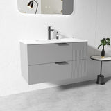 750MM Grey Wall Hung Plywood Vanity with Ceramic Basin