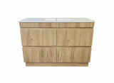 PLYWOOD 1200 OAK FLUTED VANITY WITH WHITE GLOSS CERAMIC TOP