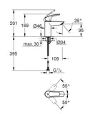 EUROSMART NEW BASIN MIXER SMALL CHROME