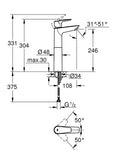 BAUEDGE NEW EXTENDED HEIGHT BASIN MIXER CHROME