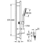 RAINSHOWER SMARTACTIVE SLIDE SHOWER SQUARE CHROME