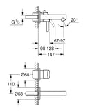 CONCETTO WALL MOUNTED BASIN MIXER 147MM CHROME