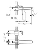 BAUEDGE NEW WALL MOUNTED BATH FILLER 171MM CHROME