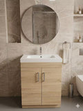 PLYWOOD 600 VANITY FLOOR STANDING LIGHT OAK VANITY WITH CERAMIC TOP
