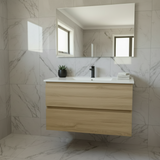 PLYWOOD NELSON 900 LIGHT OAK WALL HUNG VANITY WITH CERAMIC TOP