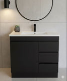 PLYWOOD MADRID 750 DARK OAK FLOOR STANDING VANITY WITH CERAMIC TOP