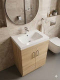 PLYWOOD 600 VANITY FLOOR STANDING LIGHT OAK VANITY WITH CERAMIC TOP