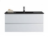 PLYWOOD NELSON 900 WHITE WALL HUNG VANITY WITH BLACK CERAMIC TOP