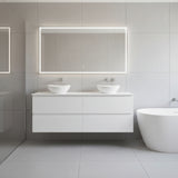 PLYWOOD 1500 WHITE GLOSS WALL HUNG VANITY WITH BASINS