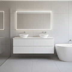 PLYWOOD 1500 WHITE GLOSS WALL HUNG VANITY WITH BASINS