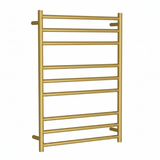 HEATED TOWEL RAIL - ROUND 9 BARS BRUSHED GOLD