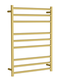 HEATED TOWEL RAIL - ROUND 9 BARS BRUSHED GOLD