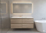 PLYWOOD 1200 NELSON LIGHT OAK WALL HUNG VANITY (SINGLE BASIN) WITH CERAMIC TOP