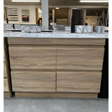 PLYWOOD POLO 1500 LIGHT OAK FLOOR STANDING VANITY (DOUBLE BASIN) WITH CERAMIC TOP