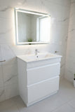 PLYWOOD SLIM 600 MATTE WHITE FLUTED VANITY WITH CERAMIC TOP