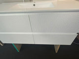 PLYWOOD 1200 MATTE WHITE FLUTED VANITY WALLHUNG WITH CERAMIC TOP