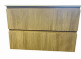 PLYWOOD 900 WALNUT FLUTED WALL HUNG VANITY WITH CERAMIC TOP