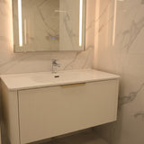 PLYWOOD 600 WHITE FLUTED 1 DRAWER WALLHUNG VANITY WITH CERAMIC TOP