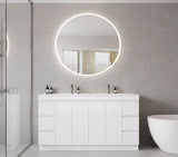 PLYWOOD 1500X460X850MM PLYWOOD FLOOR STANDING VANITY - GLOSS WHITE WITH DOUBLE CERAMIC TOP