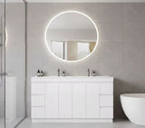 PLYWOOD MADRID 1800 WHITE FLOOR STANDING VANITY (DOUBLE BASIN) WITH POLYMARBLE TOP