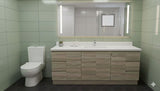 PLYWOOD 1500X460X850MM PLYWOOD FLOOR STANDING VANITY - LIGHT OAK WITH CERAMICTOP