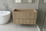 PLYWOOD 600 WALNUT FLUTED WALL HUNG VANITY WITH CERAMIC TOP - BASE ONLY
