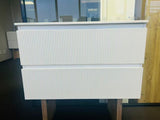 PLYWOOD 900 MATTE WHITE FLUTED WALL HUNG VANITY WITH CERAMIC TOP
