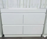 PLYWOOD 1200 MATTE WHITE FLUTED FLOOR STANDING VANITY (DOUBLE BASIN) - BASE ONLY