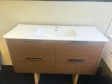 PLYWOOD 1200 RIVIERA OAK FLUTED 4 DRAWER WALLHUNG VANITY WITH CERAMIC TOP