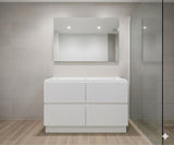 PLYWOOD 1200 MATTE WHITE FLUTED FLOOR STANDING VANITY (DOUBLE BASIN) - BASE ONLY